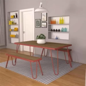 Paulette Table and Bench Set, red