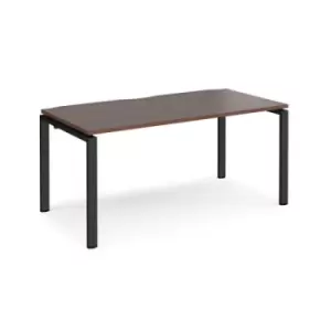 Bench Desk Single Person Rectangular Desk 1600mm Walnut Tops With Black Frames 800mm Depth Adapt