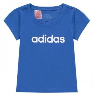 adidas Girls Essentials Linear T-Shirt - Blue/White