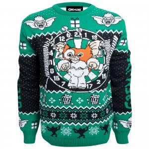 Gremlins Stripe Christmas Knitted Jumper - Navy - L