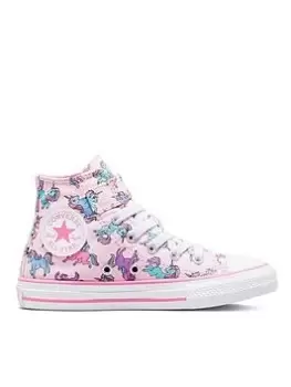 Converse Chuck Taylor All Star 1v Unicorns Childrens Hi Top Trainers, Pink/Blue, Size 13