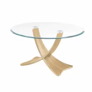 Jual Siena Round Glass Coffee Table, Oak
