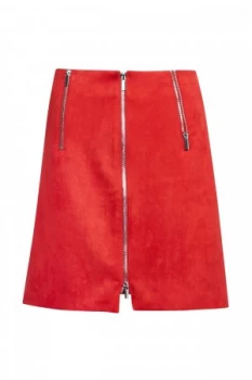 French Connection Ellef Suedette Mini Skirt Red