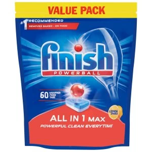 Finish Powerball All In One Max Lemon Dishwasher Tablets - 60 Capsules