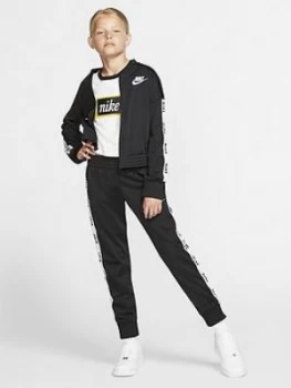 Nike Sportswear Girls Tricot Tracksuit - Black/White, Size XL, 13-15 Years, Women
