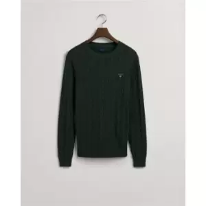 Gant Cotton Cable Knit Crew Jumper - Green