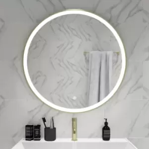 Round Brass LED Bathroom Mirror with Demister 800mm - Antares