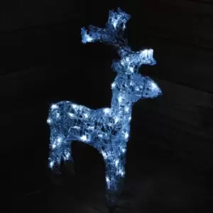 60cm Tall 50 Cool White LED Acrylic Outdoor Standing Twinkling Reindeer Figure