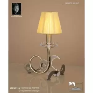 Acanto Table Lamp 1 E14 Bulb, Antique Brass with Amber Cream Shade