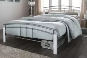 Serene Tetras 5ft Kingsize White And Silver Metal Bed Frame