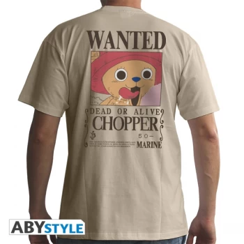 One Piece - Wanted Chopper Mens X-Large T-Shirt - Beige