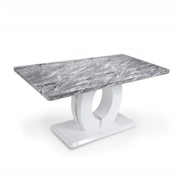 Shankar Neptune Marble Effect Grey/White Dining Table - Multi 9015077