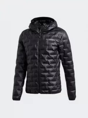 adidas Light Down Hooded Jacket, Black, Size S, Men