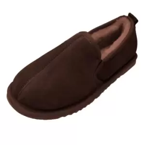 Eastern Counties Leather Mens Sheepskin Lined Hard Sole Slippers (7 UK) (Chocolate)