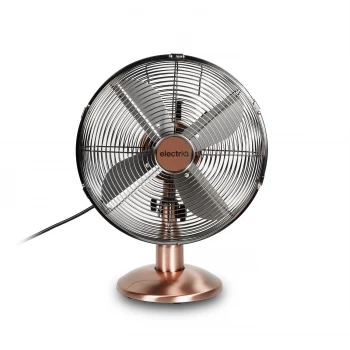 electriQ 12" Copper Desk Fan with Oscillating Function and Steady Base