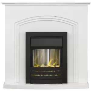 Truro Fireplace in Pure White with Helios Electric Fire in Black, 41" - Adam