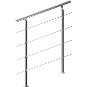 Banisters Stainless Steel Indoor and Outdoor Handrail Railing Balustrade Balcony 4 crossbars, 100cm - Monzana