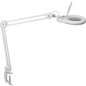 MAUL MAULviso LED magnifying lamp, arm length 410 mm, with table clamp, white