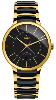 RADO Mens Centrix GMT Automatic Ceramic Gold PVD Watch