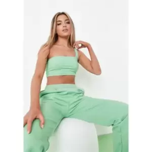 Missguided Basic One Shoulder Ribbed Cami - Green
