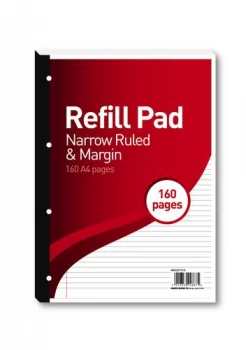Hamelin 6mm RuledMargin Refill Pad A4 80 Sheet Pack of 5 400127710