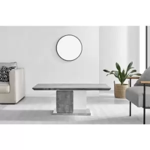 Alba Stone Effect White Gloss and Chrome coffee Table