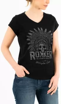 Rokker Indian Bonnet Ladies T-Shirt, black, Size XS for Women, black, Size XS for Women