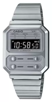 Casio A100WE-7BEF Collection Vintage Stainless Steel Digital Watch