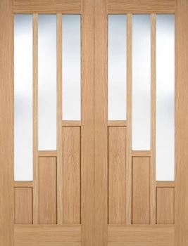 LPD Coventry Panel Unfinished Oak Glazed Internal Door Pair - 1981mm x 1066mm (78 inch x 42 inch)