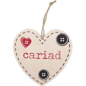 Cariad Welsh Hanging Heart Sign