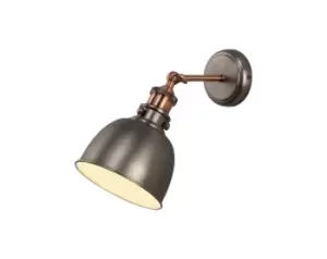 Adjustable Dome Wall Lamp, 1 x E27, Antique Silver, Copper, White
