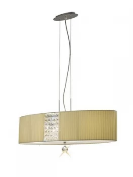 Ceiling Pendant Oval with Cream Shade 4 Light Polished Chrome, Crystal