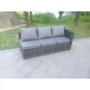 Fimous - 3 Seater Single Arm Rest Rattan Lounge Sofa Patio Outdoor Garden Furniture With Seat And Back Cushion Left Side