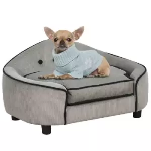 PawHut Dog Sofa Bed Pet Chair w/ Sponge Padded Cushion for XS and S Size Dogs - Grey