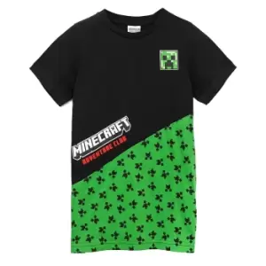 Minecraft Childrens/Kids Creeper Colour Block T-Shirt (7-8 Years) (Black)