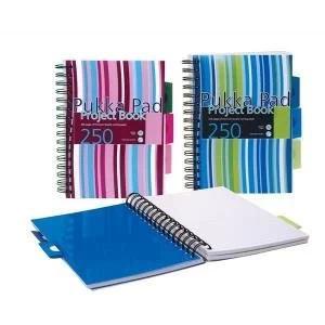 Bundle Pukka Pad A5 Project Book Wirebound Plastic Ruled 3 Divider 250