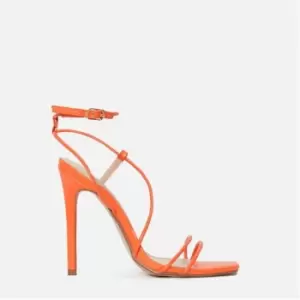 Missguided Asymmetric Strap Heeled Sandals - Orange