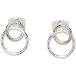 Ladies Unique & Co Sterling Silver 925 Stud Earrings with Rose Gold Plating