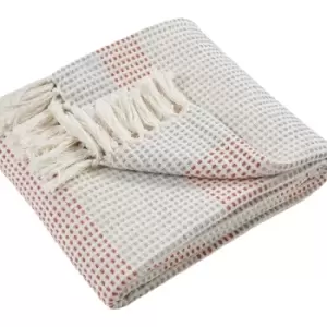 Loft Reva Woven 100% Recycled Cotton Rich Fringed Throw, Paprika, 130 x 180 Cm - Appletree