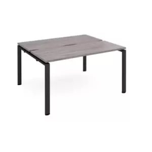 Adapt sliding top back to back desks 1400mm x 1200mm - Black frame and grey oak top
