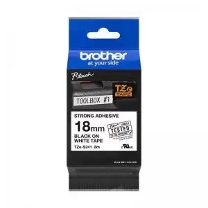 Brother P-touch TZE-S241 Black on White Label Tape 18mm x 8m