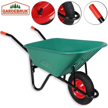 Wheel Barrow 100 Litres 150kg Load Capacity Pneumatic Tyres Strong Synthetic Material - Gardebruk
