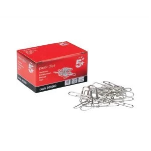 5 Star Office Paperclips Metal Large 33mm Lipped Pack 10x100