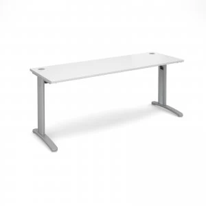 TR10 Straight Desk 1800mm x 600mm - Silver Frame White Top