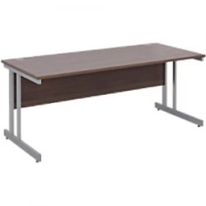 Rectangular Straight Desk with Walnut MFC Top and Silver Frame Cantilever Legs Momento 1800 x 800 x 725 mm