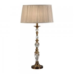 1 Light Large Table Lamp Antique Brass with Beige Shade, E14