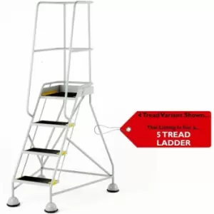 5 Tread Mobile Warehouse Steps & Guardrail grey 2.2m Portable Safety Stairs