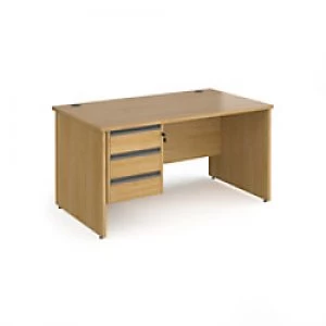 Dams International Straight Desk with Oak Coloured MFC Top and Graphite Frame Panel Legs and 3 Lockable Drawer Pedestal Contract 25 1400 x 800 x 725mm