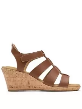 Rockport Briah New Gladiator Tan Leather, Brown, Size 4, Women