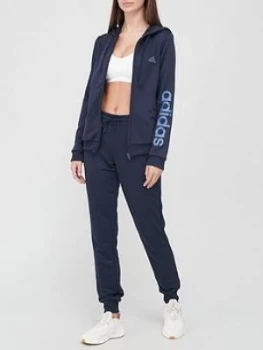 adidas Linear French Terry Tracksuit - Navy, Size XS, Women